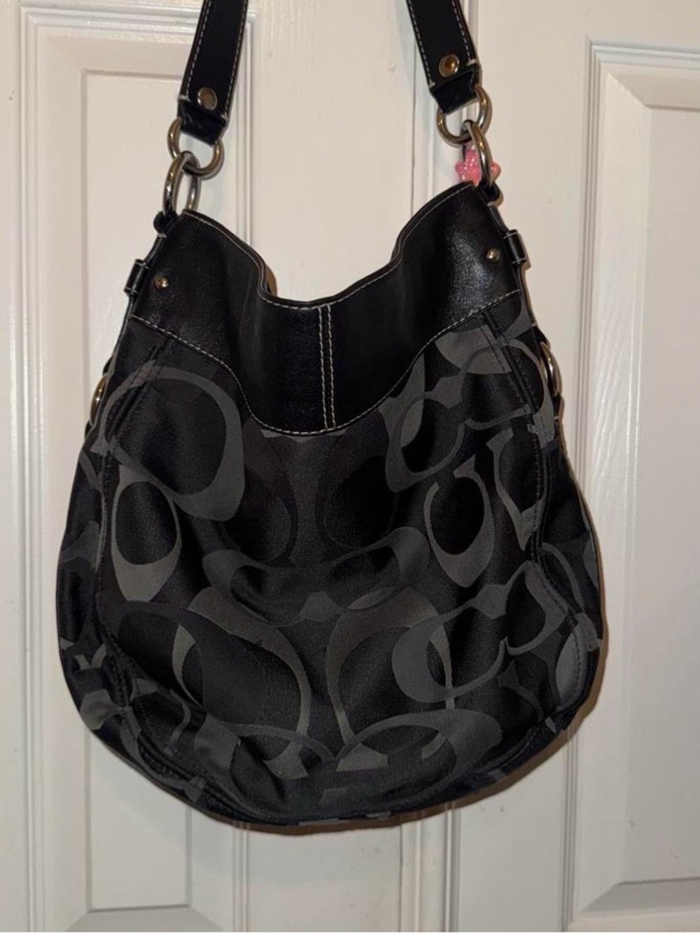 Coach Zoe Black Signature Hobo Bag - Gem
